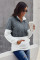 Charcoal White Zip Neck Oversize Fluffy Fleece Pullover
