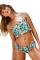 Green Cute Floral Patterned Smocked Bikini