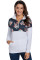 Floral Splice White Kangaroo Pocket Zip Collar Sweatshirt
