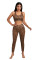Brown Cheetah Print Sport Bra Pants Set
