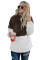 Brown White Zip Neck Oversize Fluffy Fleece Pullover