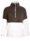 Brown White Zip Neck Oversize Fluffy Fleece Pullover