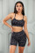 Charcoal Leopard Print Sports Bra Shorts Set