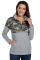 Camo Splice Gray Kangaroo Pocket Zip Collar Sweatshirt
