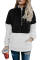 Black White Zip Neck Oversize Fluffy Fleece Pullover