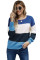Blue Pullover Colorblock Winter Sweater