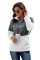 Charcoal White Zip Neck Oversize Fluffy Fleece Pullover