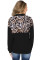 Leopard Zip Stand Collar Dropped Sleeve Sweatshirt