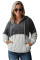 Charcoal White Colorblock Furry Hoodie