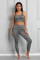 Gray Cheetah Print Sport Bra Pants Set