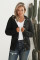Black Long Sleeve Button-up Hooded Cardigans