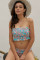 Sky Blue Cute Floral Patterned Smocked Bikini