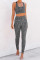 Gray Cheetah Print Sport Bra Pants Set
