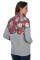 Floral Splice Grey Kangaroo Pocket Zip Collar Sweatshirt