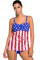American Flag Print Tummy Control Tankini