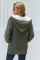Army Green Fur Hood Horn Button Sweater Cardigan