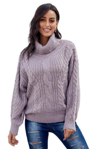 Purple Chunky Turtleneck Sweater