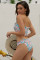 Sky Blue Cute Floral Patterned Smocked Bikini