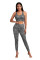 Gray Cheetah Print Sport Bra Pants Set