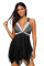 Black Retro Polka Dot Print Handkerchief Hem Tankini Set
