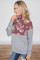 Floral Splice Grey Kangaroo Pocket Zip Collar Sweatshirt