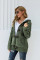 Army Green Fur Hood Horn Button Sweater Cardigan