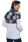 Floral Splice White Kangaroo Pocket Zip Collar Sweatshirt