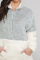Grey White Zip Neck Oversize Fluffy Fleece Pullover