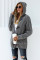 Gray Fur Hood Horn Button Sweater Cardigan