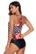Red Floral Print Criss Cross Hollow-out Tankini Swimwear