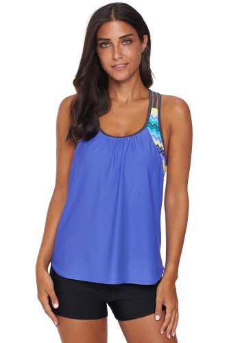 Sky Blue Print Insert Racerback Tankini Set