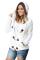 White Fur Hood Horn Button Sweater Cardigan