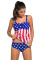American Flag Print Tummy Control Tankini