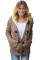 Khaki Fur Hood Horn Button Sweater Cardigan