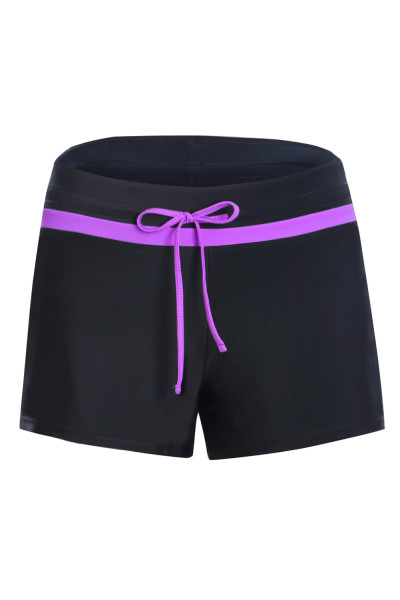 Violet Strap Trim Black Women Swim Boardshort