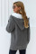 Gray Fur Hood Horn Button Sweater Cardigan