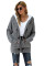 Gray Fur Hood Horn Button Sweater Cardigan
