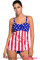 American Flag Print Tummy Control Tankini