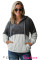 Charcoal White Colorblock Furry Hoodie