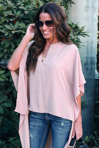 Pink Chic High Low Kimono Top