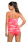 Red Tie Dye Striped Tummy Control Tankini