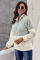 Grey White Zip Neck Oversize Fluffy Fleece Pullover