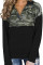 Camo Splice Black Kangaroo Pocket Zip Collar Sweatshirt