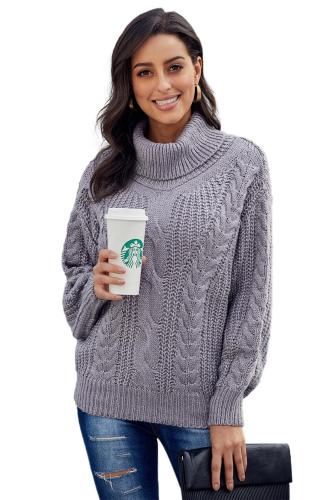 Gray Chunky Turtleneck Sweater