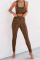 Brown Cheetah Print Sport Bra Pants Set
