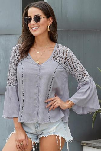 Gray The Du Jour Crochet Blouse