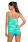 Green Tie Dye Striped Tummy Control Tankini