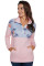 Floral Splice Pink Kangaroo Pocket Zip Collar Sweatshirt