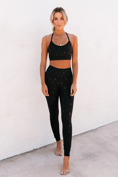 Black Printed Bra Leggings Set