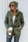 Army Green Fur Hood Horn Button Sweater Cardigan